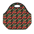 Red Watercolor Tulip Pattern Print Neoprene Lunch Bag