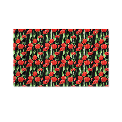 Red Watercolor Tulip Pattern Print Polyester Flag