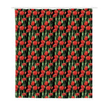 Red Watercolor Tulip Pattern Print Polyester Shower Curtain