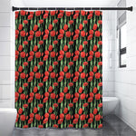 Red Watercolor Tulip Pattern Print Premium Shower Curtain