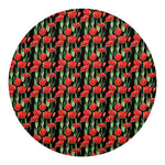 Red Watercolor Tulip Pattern Print Round Blanket