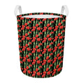 Red Watercolor Tulip Pattern Print Round Laundry Basket
