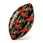 Red Watercolor Tulip Pattern Print Rugby Ball