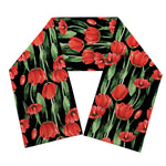 Red Watercolor Tulip Pattern Print Scarf