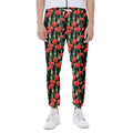 Red Watercolor Tulip Pattern Print Joggers