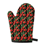 Red Watercolor Tulip Pattern Print Single Oven Mitt