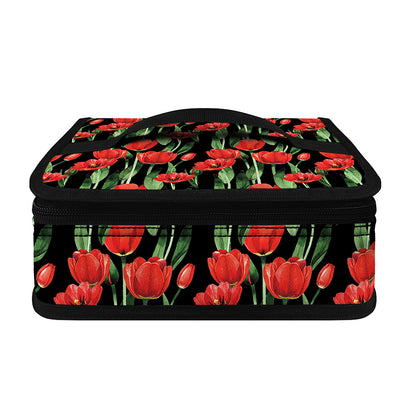 Red Watercolor Tulip Pattern Print Small Lunch Bag