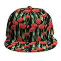 Red Watercolor Tulip Pattern Print Snapback Cap