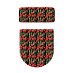 Red Watercolor Tulip Pattern Print Toilet Lid And Tank Cover Set