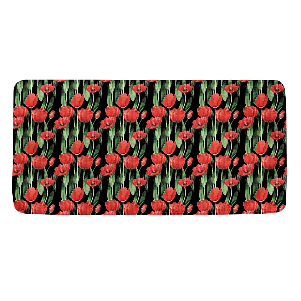 Red Watercolor Tulip Pattern Print Towel