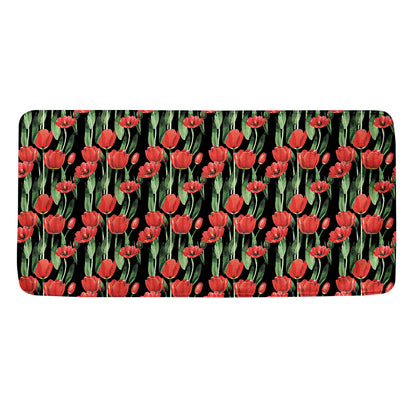 Red Watercolor Tulip Pattern Print Towel