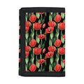 Red Watercolor Tulip Pattern Print Trifold Wallet