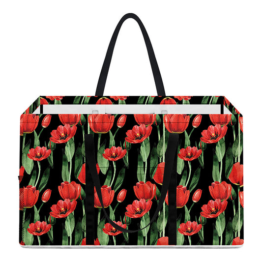 Red Watercolor Tulip Pattern Print Utility Tote Bag