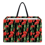 Red Watercolor Tulip Pattern Print Utility Tote Bag