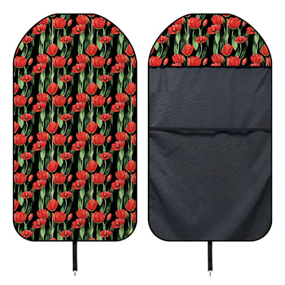 Red Watercolor Tulip Pattern Print Waterproof Car Seat Cover