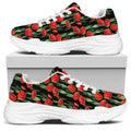 Red Watercolor Tulip Pattern Print White Chunky Shoes