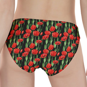 Red Watercolor Tulip Pattern Print Women's Panties