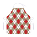 Red White And Beige Argyle Pattern Print Adjustable Apron