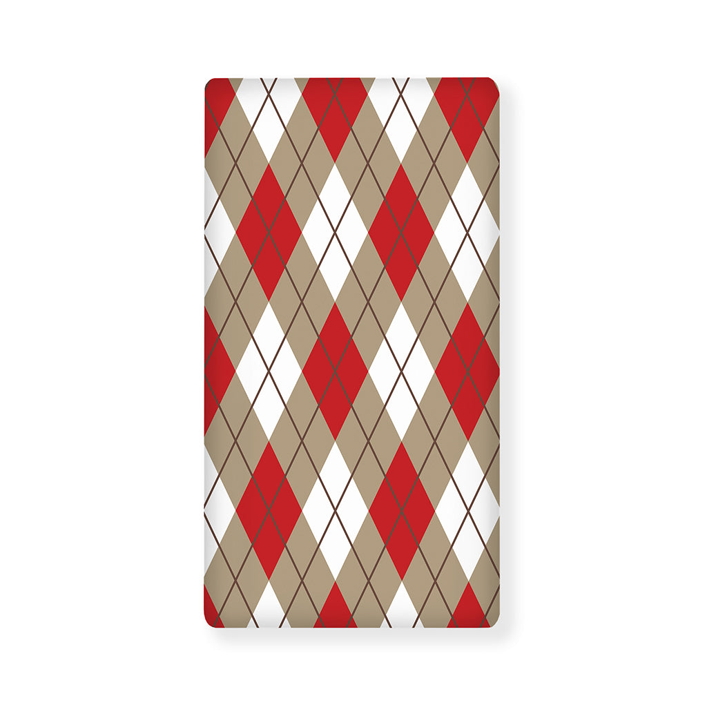 Red White And Beige Argyle Pattern Print Baby Crib Sheet