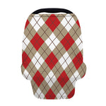 Red White And Beige Argyle Pattern Print Baby Seat Cover