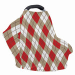 Red White And Beige Argyle Pattern Print Baby Seat Cover