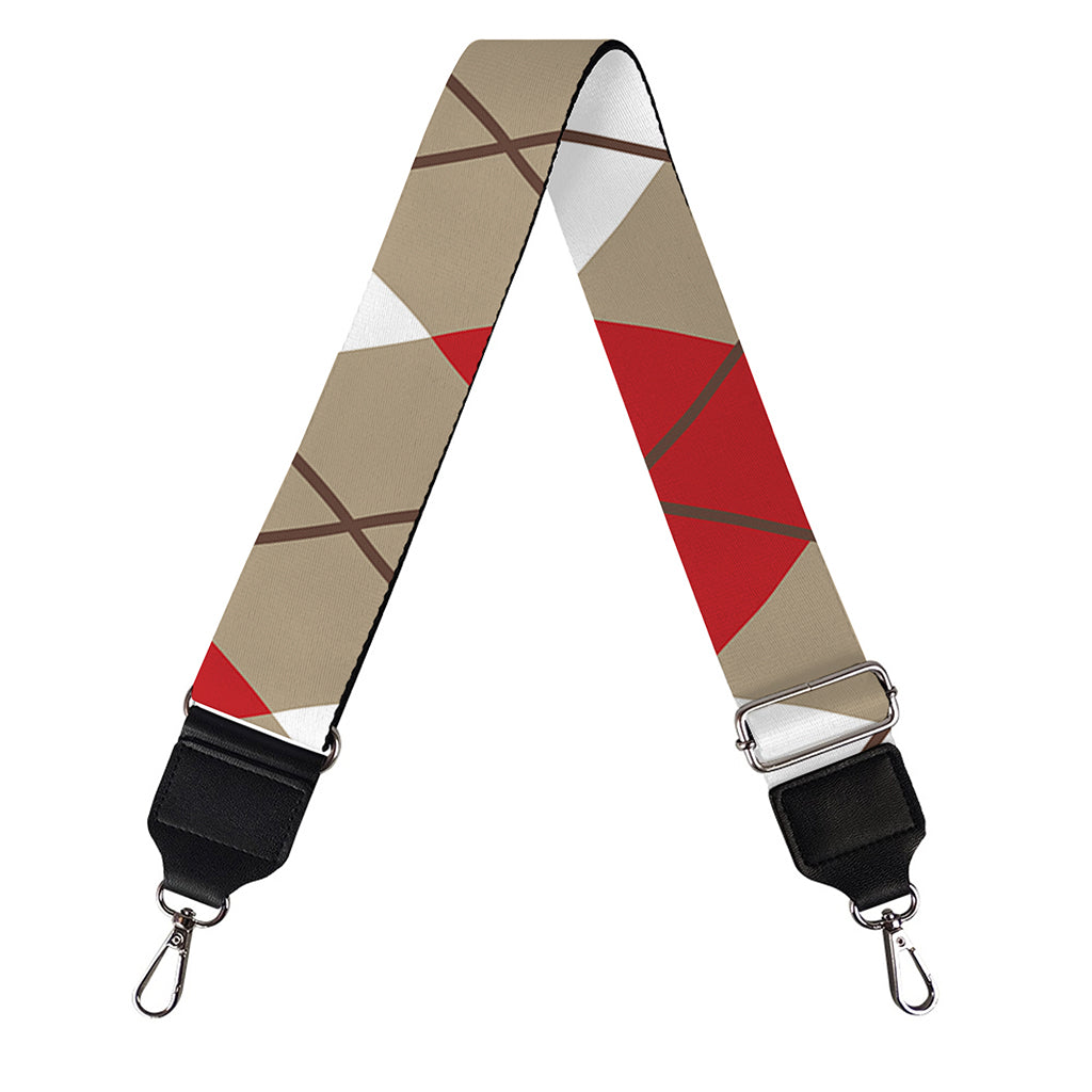 Red White And Beige Argyle Pattern Print Bag Strap