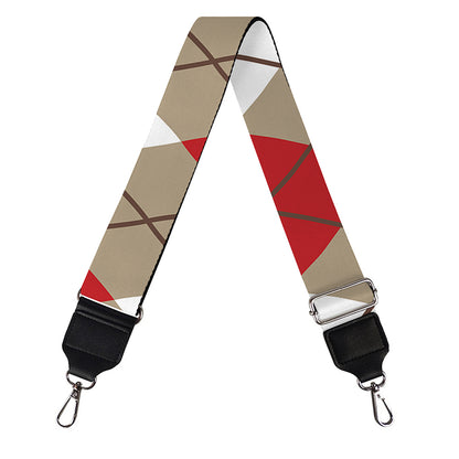 Red White And Beige Argyle Pattern Print Bag Strap