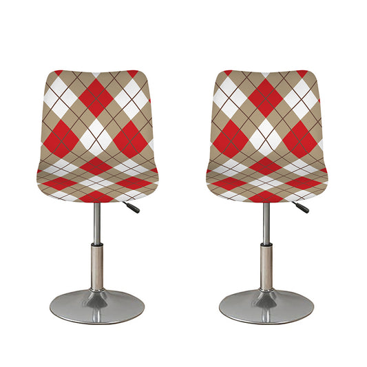Red White And Beige Argyle Pattern Print Bar Stool Covers