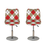 Red White And Beige Argyle Pattern Print Bar Stool Covers