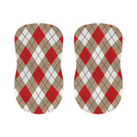 Red White And Beige Argyle Pattern Print Bar Stool Covers