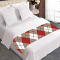Red White And Beige Argyle Pattern Print Bed Runner