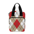 Red White And Beige Argyle Pattern Print Bible Tote Bag