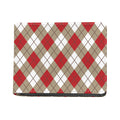 Red White And Beige Argyle Pattern Print Bifold Wallet