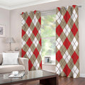 Red White And Beige Argyle Pattern Print Dimout Grommet Curtains