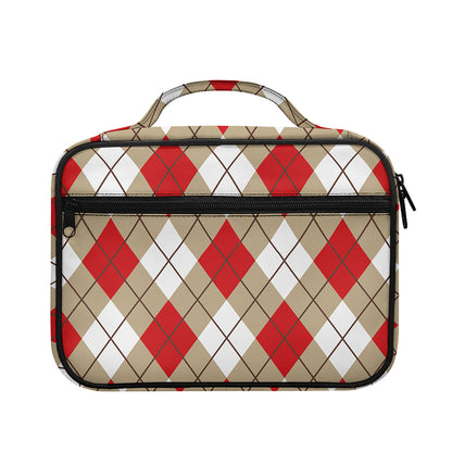 Red White And Beige Argyle Pattern Print Briefcase Bible Bag