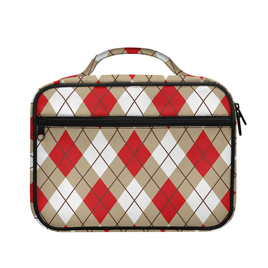 Red White And Beige Argyle Pattern Print Briefcase Bible Bag