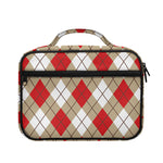 Red White And Beige Argyle Pattern Print Briefcase Bible Bag