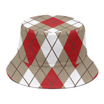 Red White And Beige Argyle Pattern Print Bucket Hat
