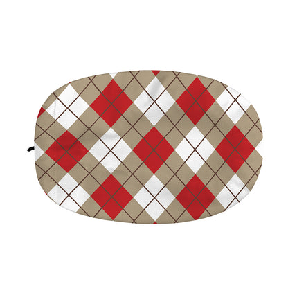 Red White And Beige Argyle Pattern Print Car Side Mirror Covers