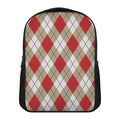 Red White And Beige Argyle Pattern Print Casual Backpack