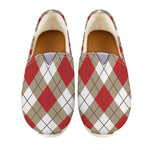 Red White And Beige Argyle Pattern Print Casual Shoes