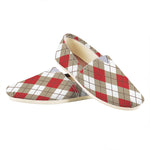 Red White And Beige Argyle Pattern Print Casual Shoes
