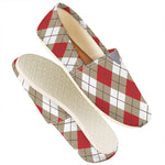 Red White And Beige Argyle Pattern Print Casual Shoes