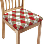 Red White And Beige Argyle Pattern Print Chair Cushion Cover