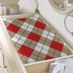 Red White And Beige Argyle Pattern Print Changing Pad Cover