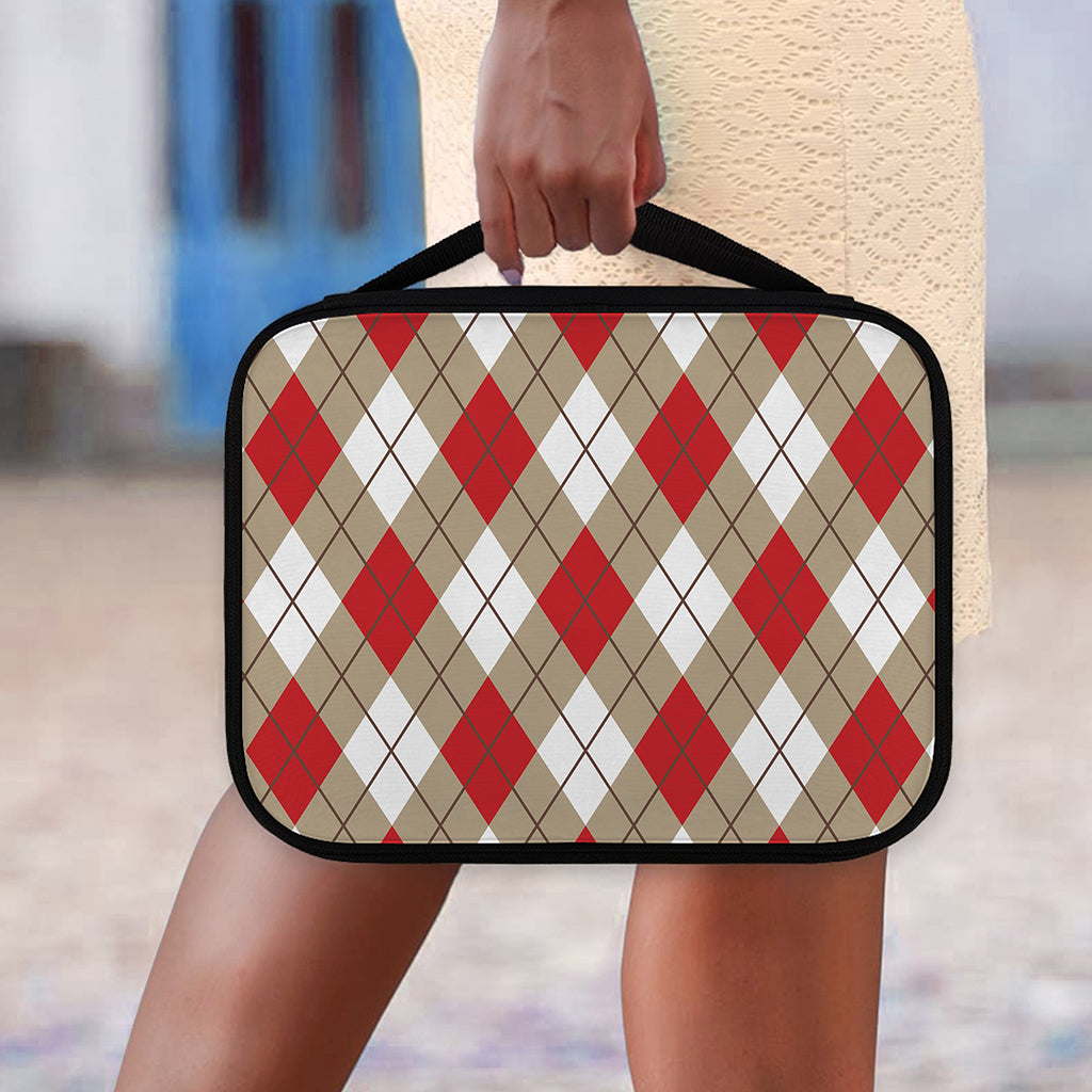 Red White And Beige Argyle Pattern Print Classic Bible Case