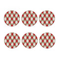 Red White And Beige Argyle Pattern Print Coaster Set