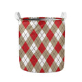 Red White And Beige Argyle Pattern Print Collapsible Laundry Basket