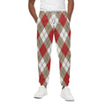 Red White And Beige Argyle Pattern Print Cotton Sweatpants