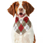 Red White And Beige Argyle Pattern Print Dog Bandana